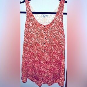 Crocheted open back satin tank with crochet laced back